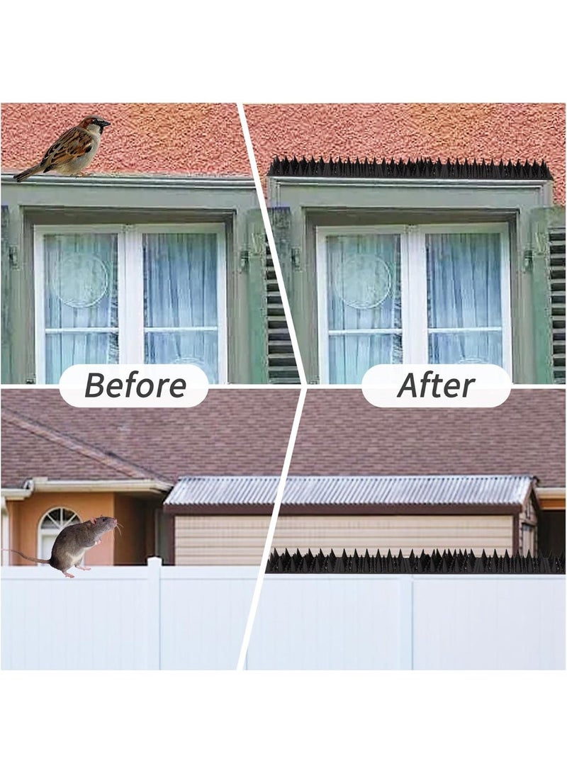 Bird Spikes 10pcs Bird Repellent Devices High Thorn Bird Deterrent Spikes for Small Birds Raccoon Cats Defender Keep Squirrel Woodpecke Away Pigeon Spikes Bird Nest Preventer Anti Theft Climb Strips for Railing and Roof Easy Installation Black - Image 3